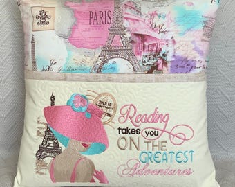 French themed book cushion cover