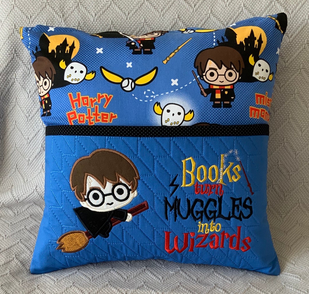 Reading Cushion Cover/wizard Reading Book and Verse on Pocket Etsy
