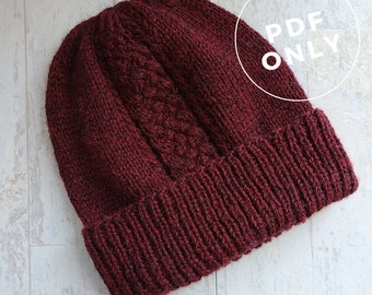 Stoney Run Hat - Adult Beanie Knitting Pattern - PDF Download - Hand knitting Instructions