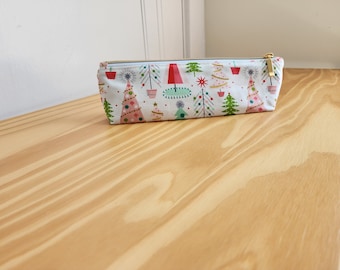 Extra small project bag for notion or tool pouch with christmas trees