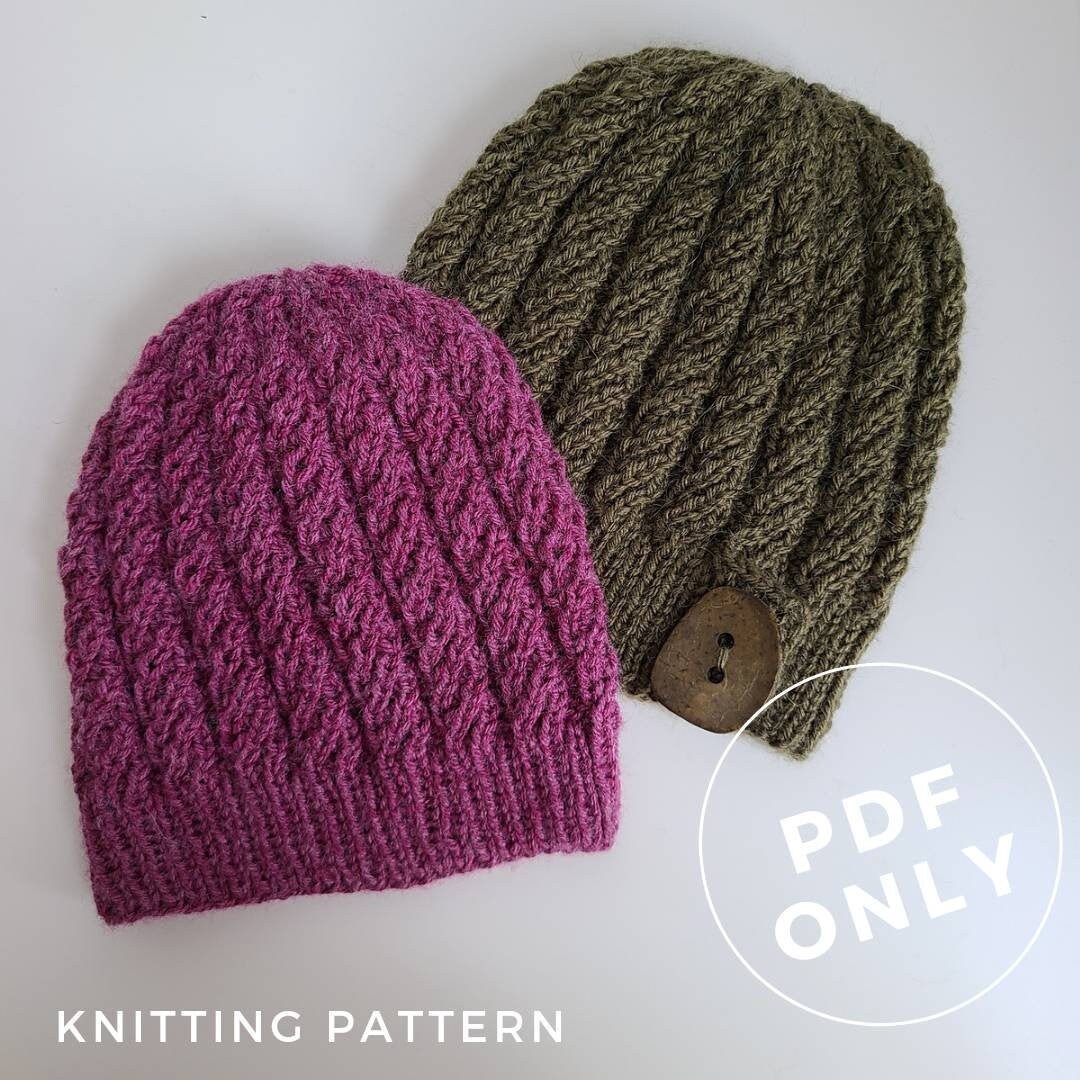 Huntingdon Street Hat Knitting Pattern: Twisted Stitch Beanie (PDF ...