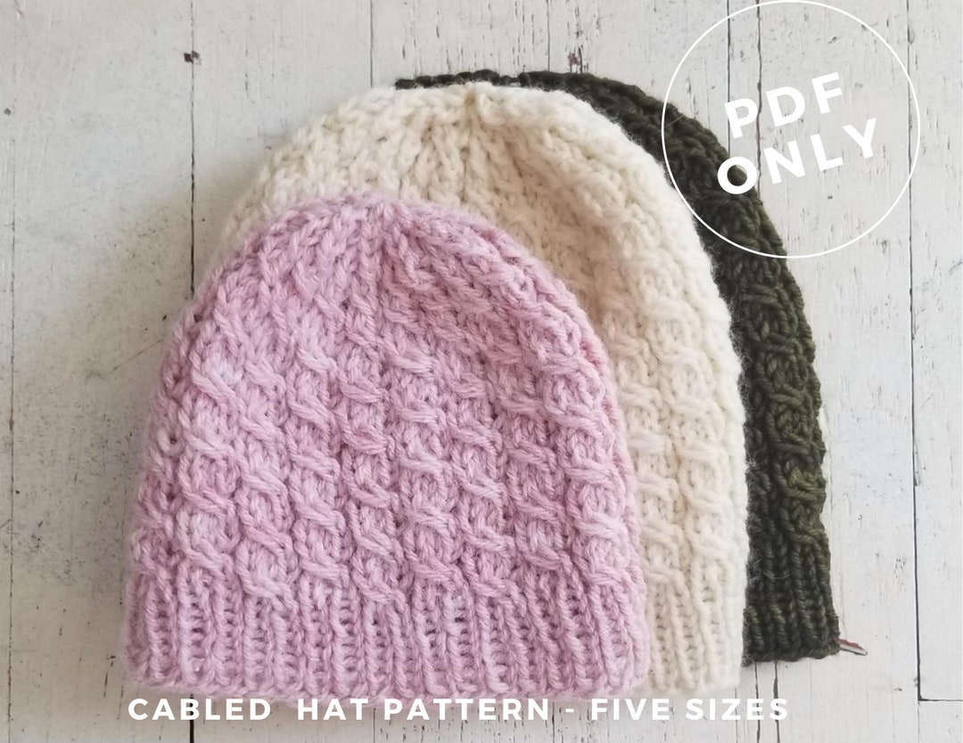 Wayland Square Cabled Hat Knitting Pattern: Baby to Adult (PDF Pattern ...
