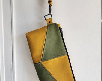 Gold and Sage Green pouch with wrist strap