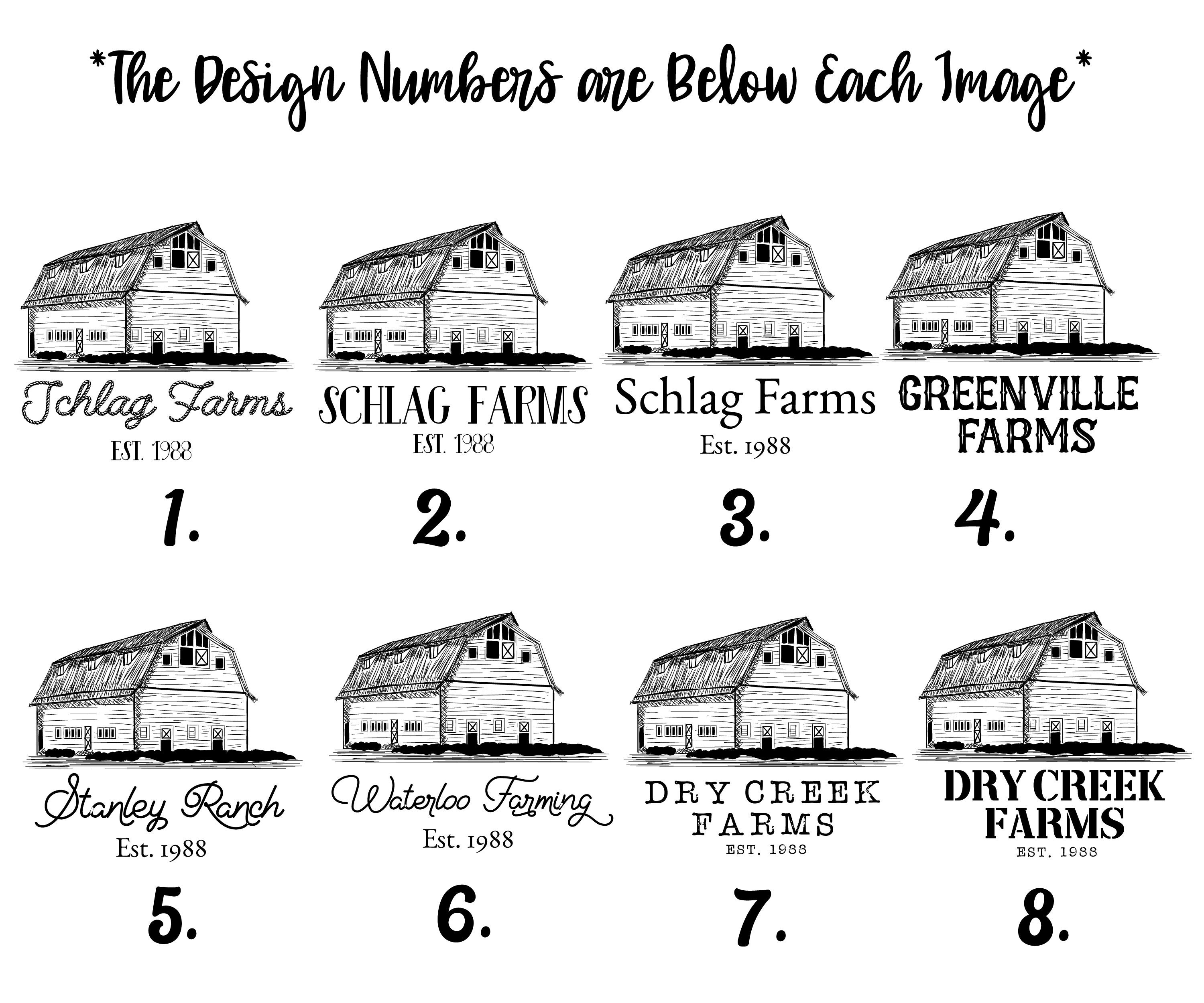 Personalized Family Farm or Ranch Name Established Date Drawn Flour ...