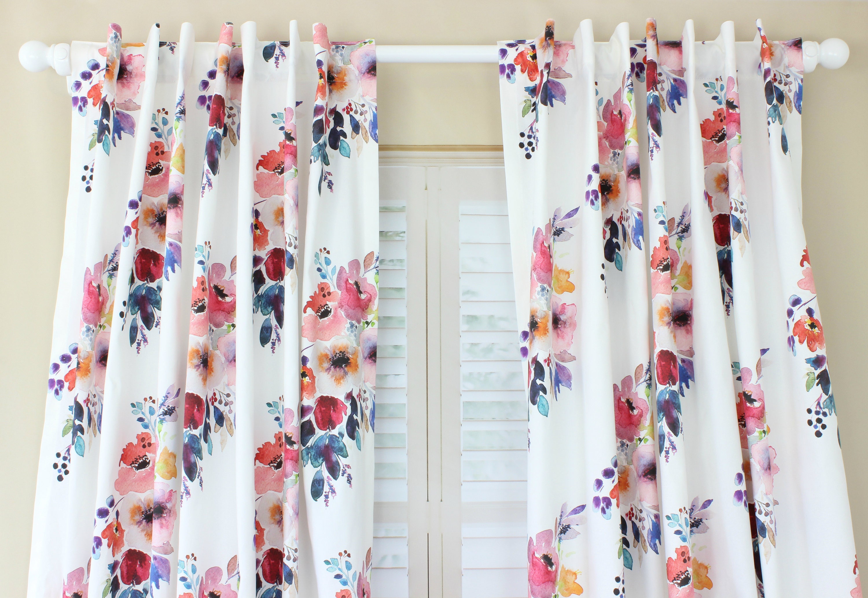 Girl Nursery Curtains Floral Curtains Jewel Tones Floral Etsy