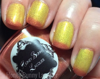 Bonfire -  thermal polish - indie nail polish - orange thermal nail polish  - shimmer polish - indie cosmetics - makeup - 5 free - nails