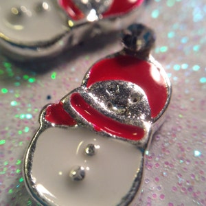 Set of 2 silver snowman nail charms - NAIL ART
