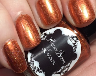 Fall Harvest - holographic nail polish  - 5 free - handmade - indie nail polish -orange nail polish - nails - manicure - makeup