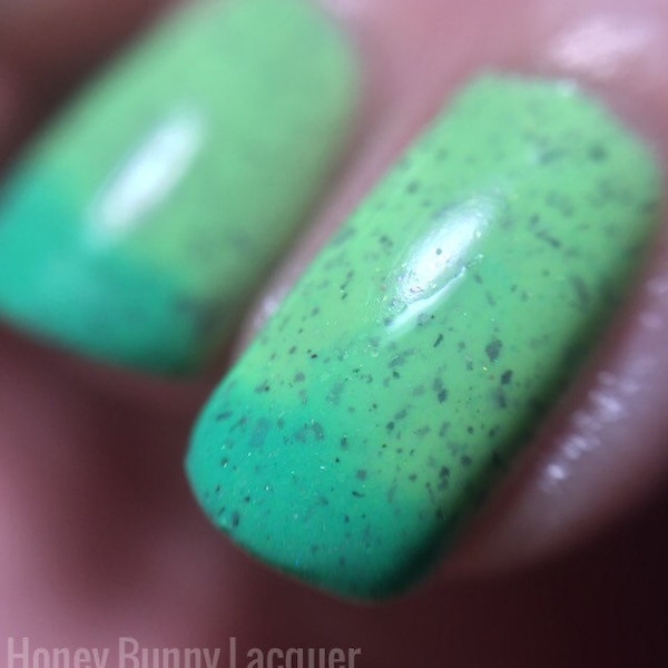 Mint Chocolate Chip -  thermal nail polish - indie nail polish - green thermal nail polish  - shimmer polish - indie cosmetics - makeup -