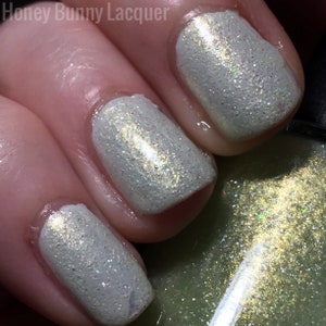 Acid Bubble - iridescent polish - clear nail polish - opal - blue green flakie polish - 5 free - clear topcoat - glitter polish