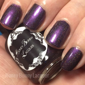 Plum Crazy - Esmalte de uñas holográfico - 5 gratis - Hecho a mano - Esmalte de uñas indie - Esmalte de uñas morado - Uñas - Manicura - Maquillaje