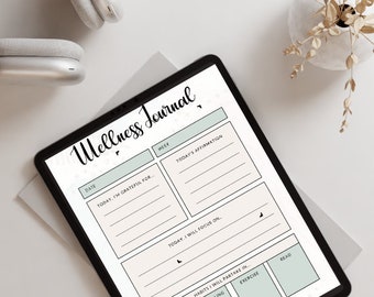 Undated Wellness Planner | Monthly Digital Planner | Goodnotes Template | Digital Journal Pdf | Minimalist Planner | Undated Monthly Planner