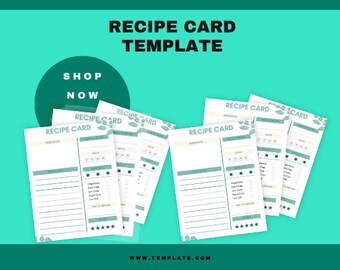 Personalized Recipe Card Template |  Recipe Blank Page | Editable Recipe Card | Home Cook Book Journal |  Recipe Organizer, A4/A5/Letter