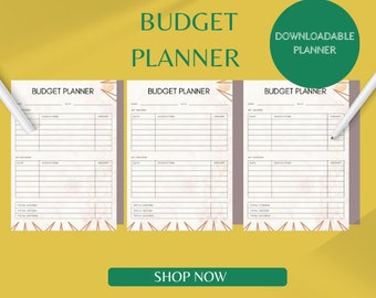 Printable planner, undated daily planner, daily agenda, instant download, minimalist planner,  Planners, monthly budget,plans,Monthly plans