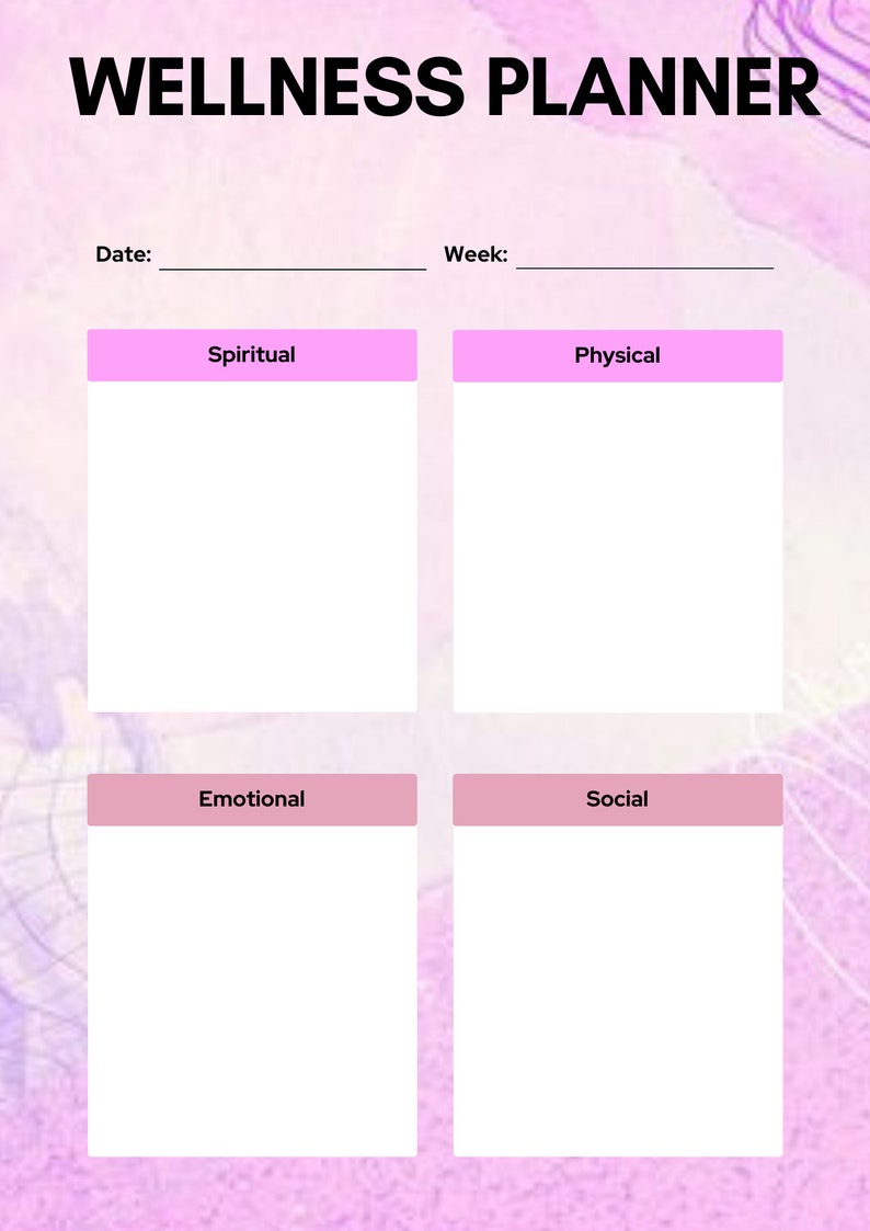 Wellness weekly Digital Planner spiritual, physical, social, emotional planner Template Digital Journal Minimalist Monthly tracker image 2