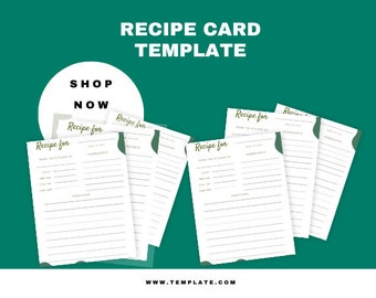 A Greenery Recipe templates, printable template,Cookbook card, templates, Cards, List book, Editable template, Recipe book, planners
