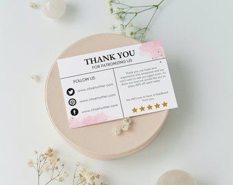 Pink Pastel Color Digital Canvas Editable Thank You Card | Printable Minimalist Thank You Card | Digital Thank You Card Canvas Template