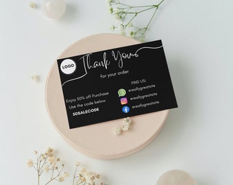 Black minimal card,Printable thank you card, Editable thank you card,Minimalist thank you card, cards, invites, Downloadable card, template