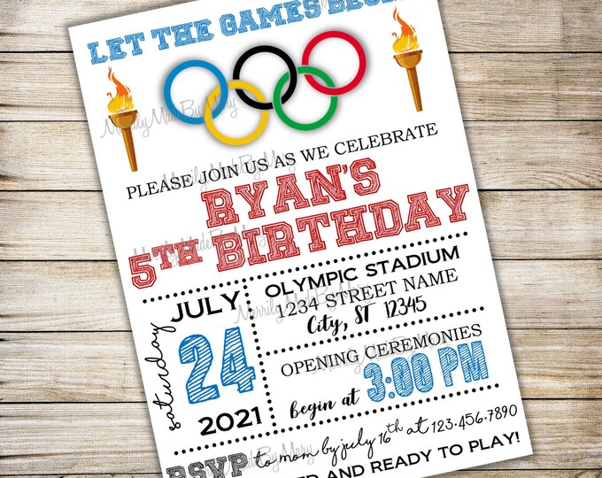 Olympic Games Birthday Party Invitation Etsy