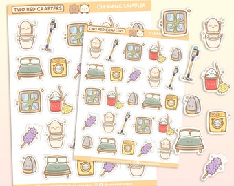 Cute Cleaning Icon Sticker Sheet | Cute Hand Draw | Planner | Kawaii | Cleaning the House | Chores Stickers | Mop Stickers