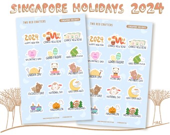 Singapore Holidays 2024 Stickers