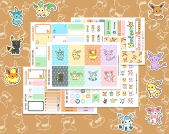 Eeveelution Planner Sticker Kit || Erin Condren Vertical