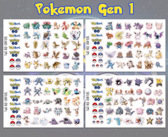 Pokemon Gen 1 Gen 2 Gen 3 Gen 4 Gen 5 Gen 6 Gen 7 Character Etsy