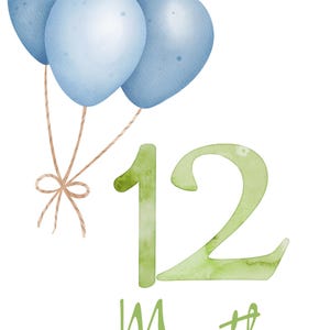 Watercolor Baby Milestone Cards: Linen Cardstock, Newborn Photo Props image 8