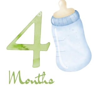 Watercolor Baby Milestone Cards: Linen Cardstock, Newborn Photo Props image 5