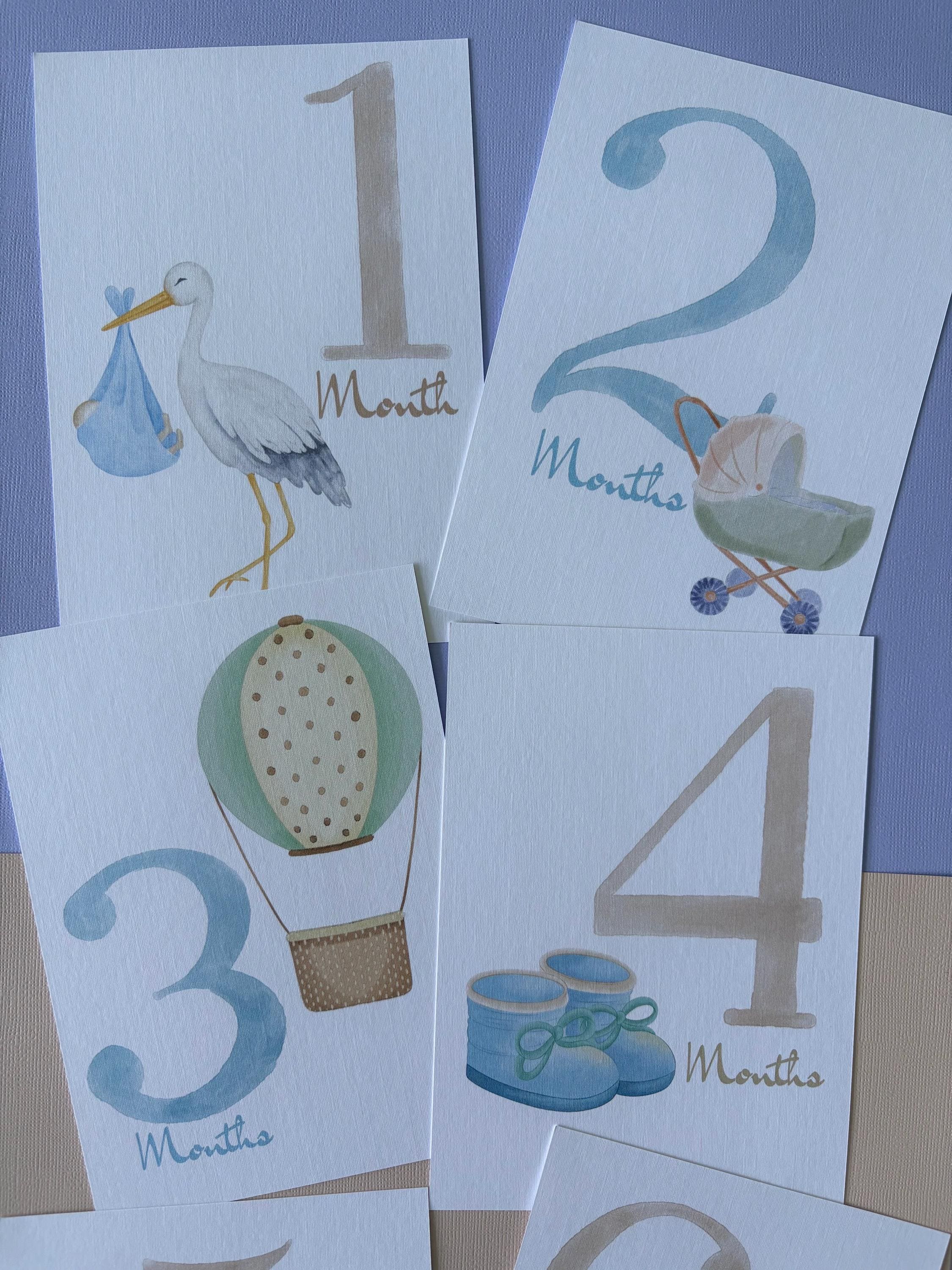 Watercolor Baby Milestone Cards: Linen Cardstock, Newborn Photo Props ...