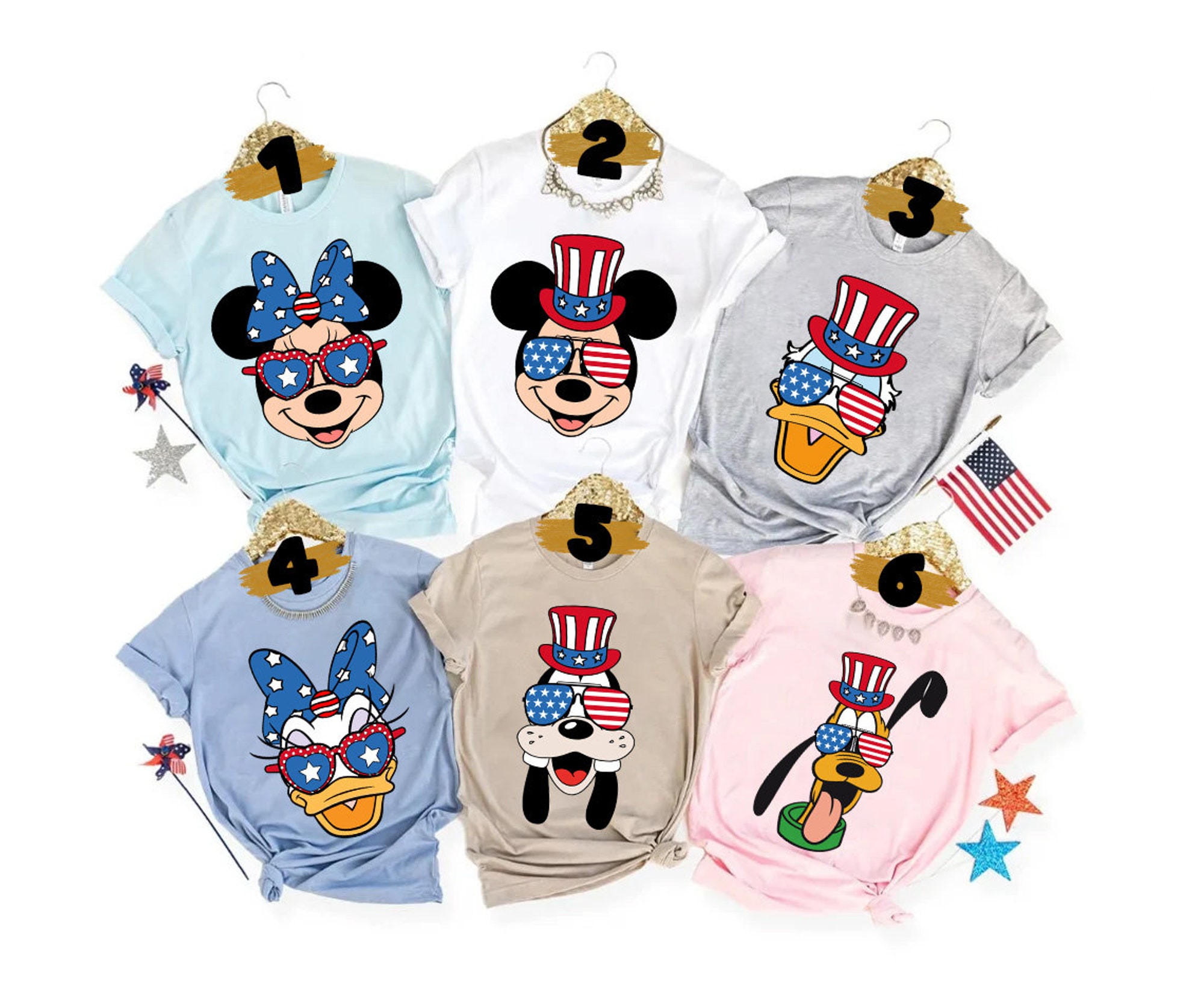 Disney Characters Merica Shirt, Disney July 4th Shirt