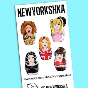 Spice Girls Mini Dolls Set - Handmade Pin Badge/Kühlschrankmagnet