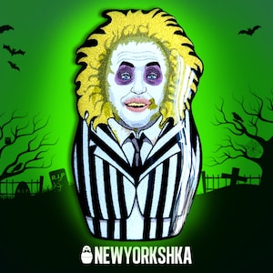 Beetlejuice - Muñeco de Michael Keaton - Insignia/Imán para nevera/Recordatorio de agujas hecho a mano
