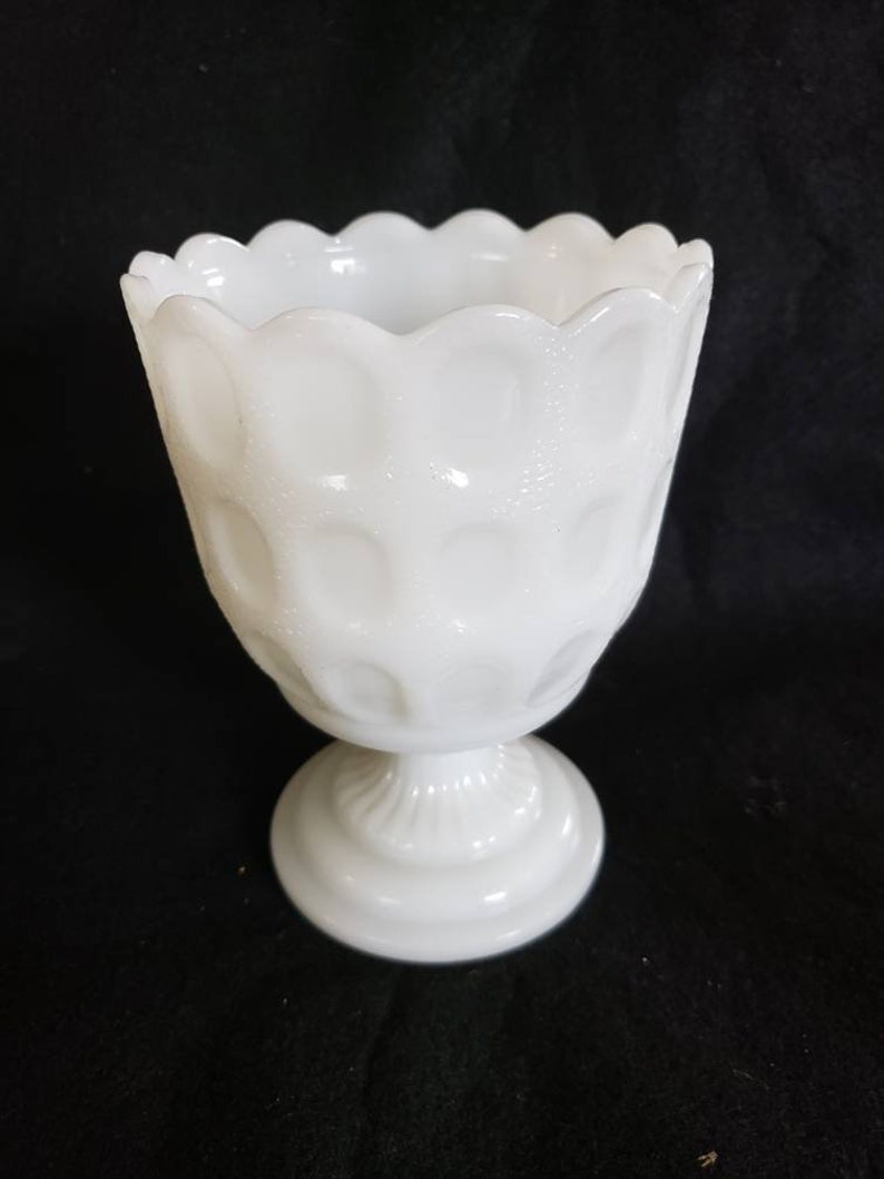 Milk Glass Compote Planter Vase Etsy