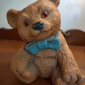 Homco door stopper brown  teddy bear with plastic golden brown eyes