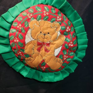 Christmas decorative round pillow, bear image