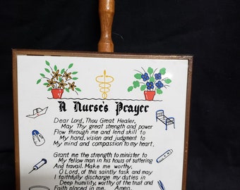 Wall nurse's  tile plaque kitchen prayer or office prayer wall plaque made in japan