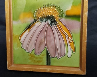 Porcelain Tile beautiful pink, mauve daisy flower Image, framed artwork