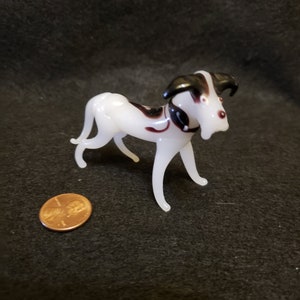 Miniature Animal Glass Dog, Black and white dog