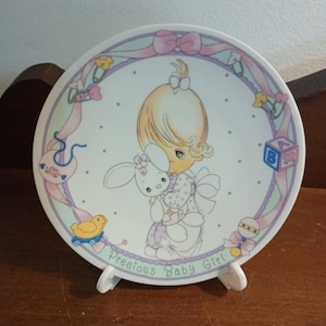 Precious Moments Ceramic Figurine: &quot;Precious Baby Girl&quot; Plate with Easel