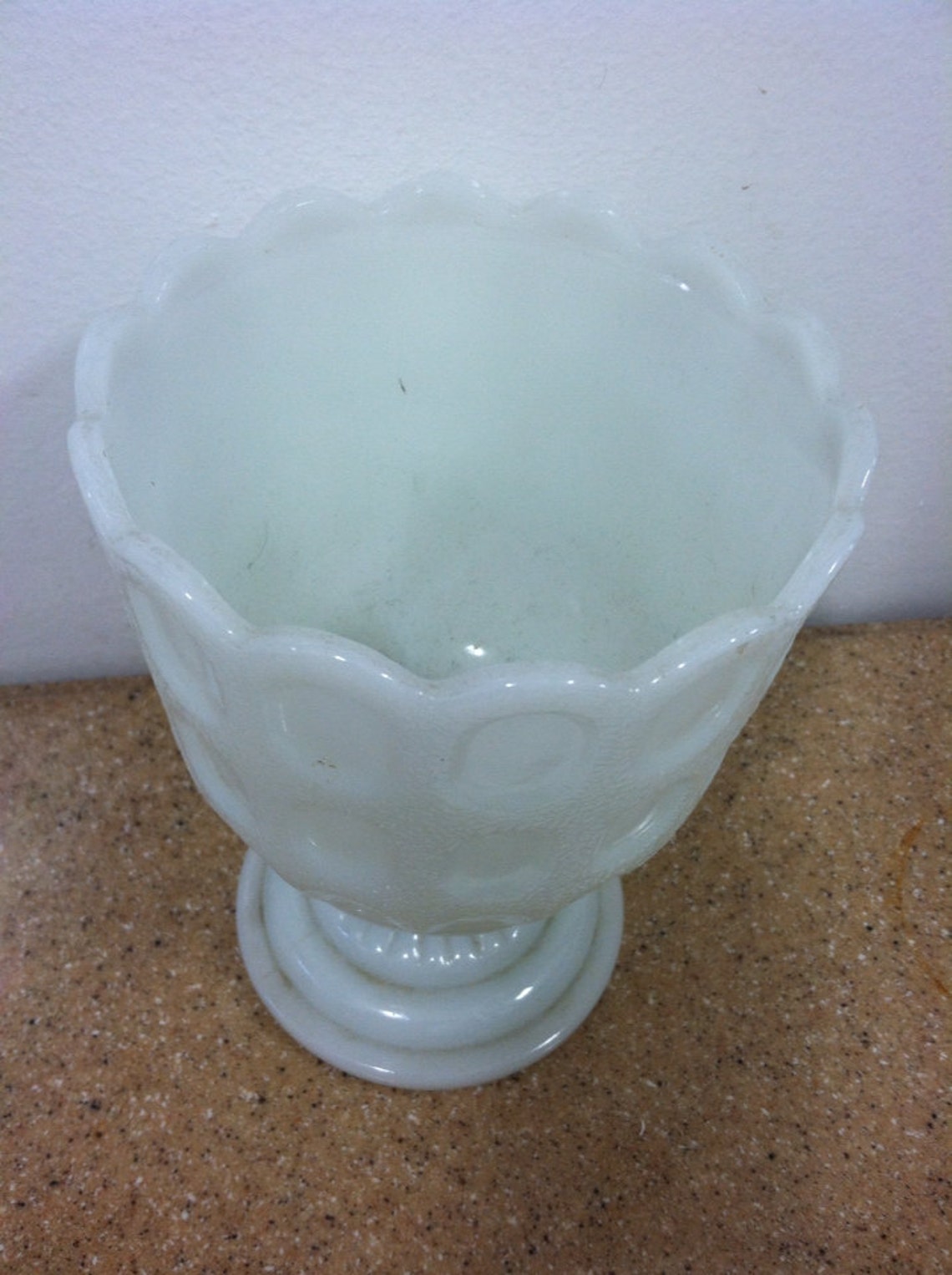 Milk Glass Compote Planter Vase Etsy