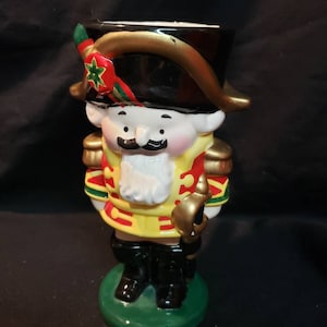 Christmas ceramic nutcracker stein pitcher, telaflora gift mug