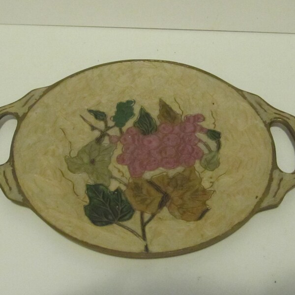 Cadeaux Omsons Inde Two Handle Cloisonne Tray, pink enamel  flowers