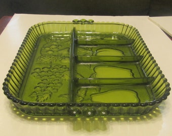 Green Avocado Glass Fruit Tray Divider