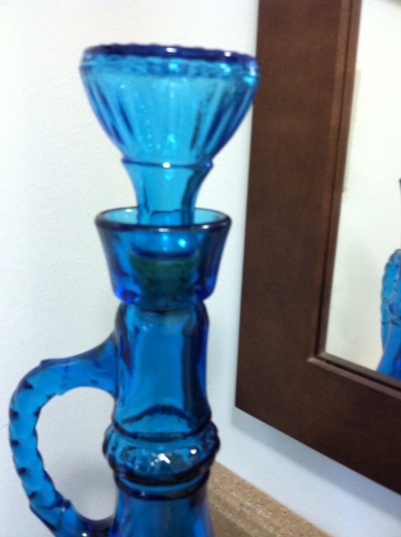 Blue Liquor Bottle Etsy