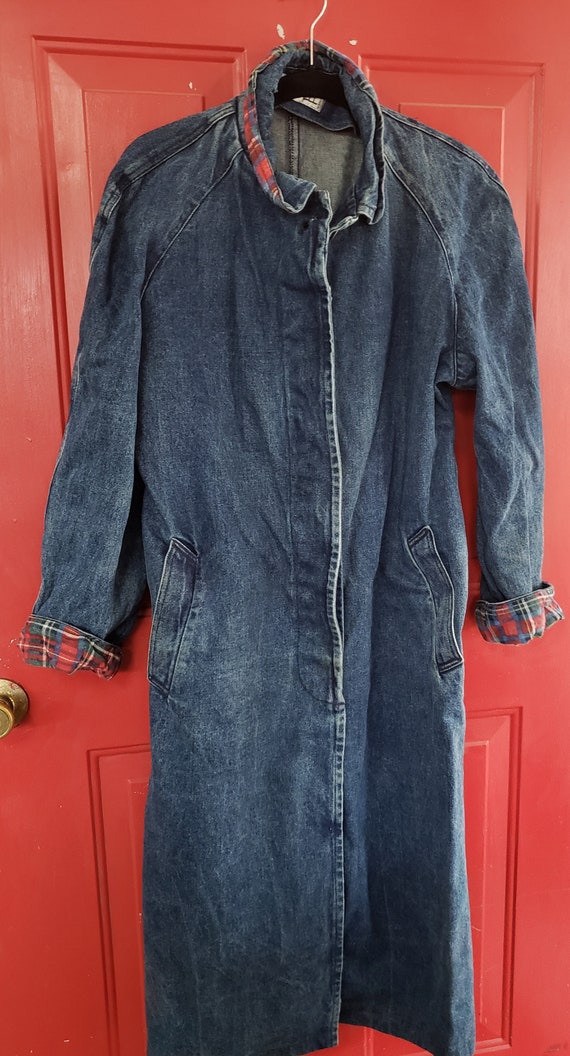 SbII trench coat, long coat blue jean winter coat,