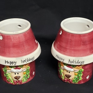 Candle tea light holder or candle holder Christmas reindeer wreath