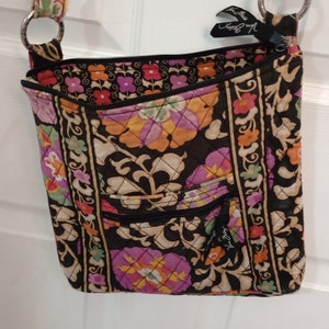 Vera Bradley Black Boho tote bag or purse with round florals