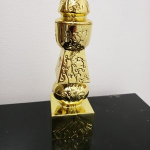 Gold Tone Tree of Life Statue: Pagoda Pyramid Bottle