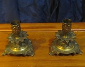 Christmas, Pair of Brass Pineapple Motif Candle Holder